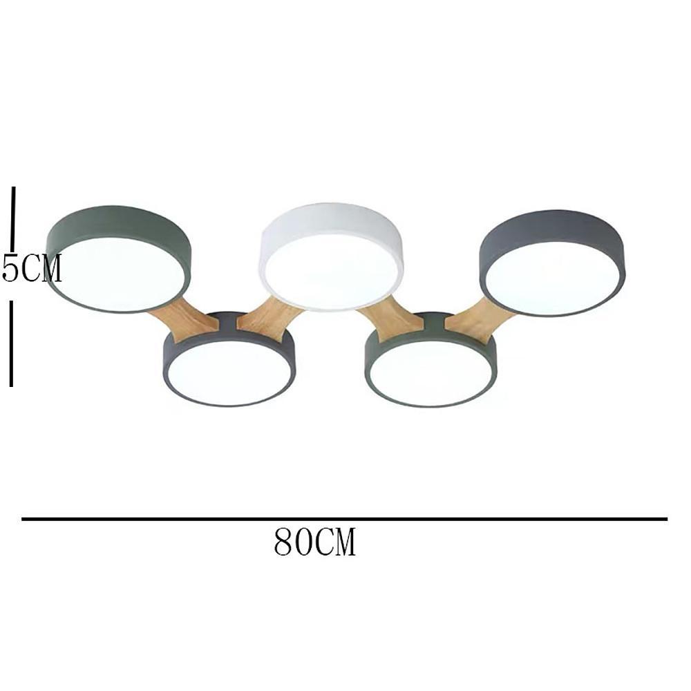 Modern Circular LED Flush Mount Ceiling Light - Wood & PVC