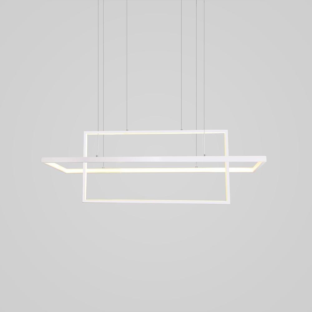 2-Tier Rectangular LED Pendant Light Modern Aluminum Black White
