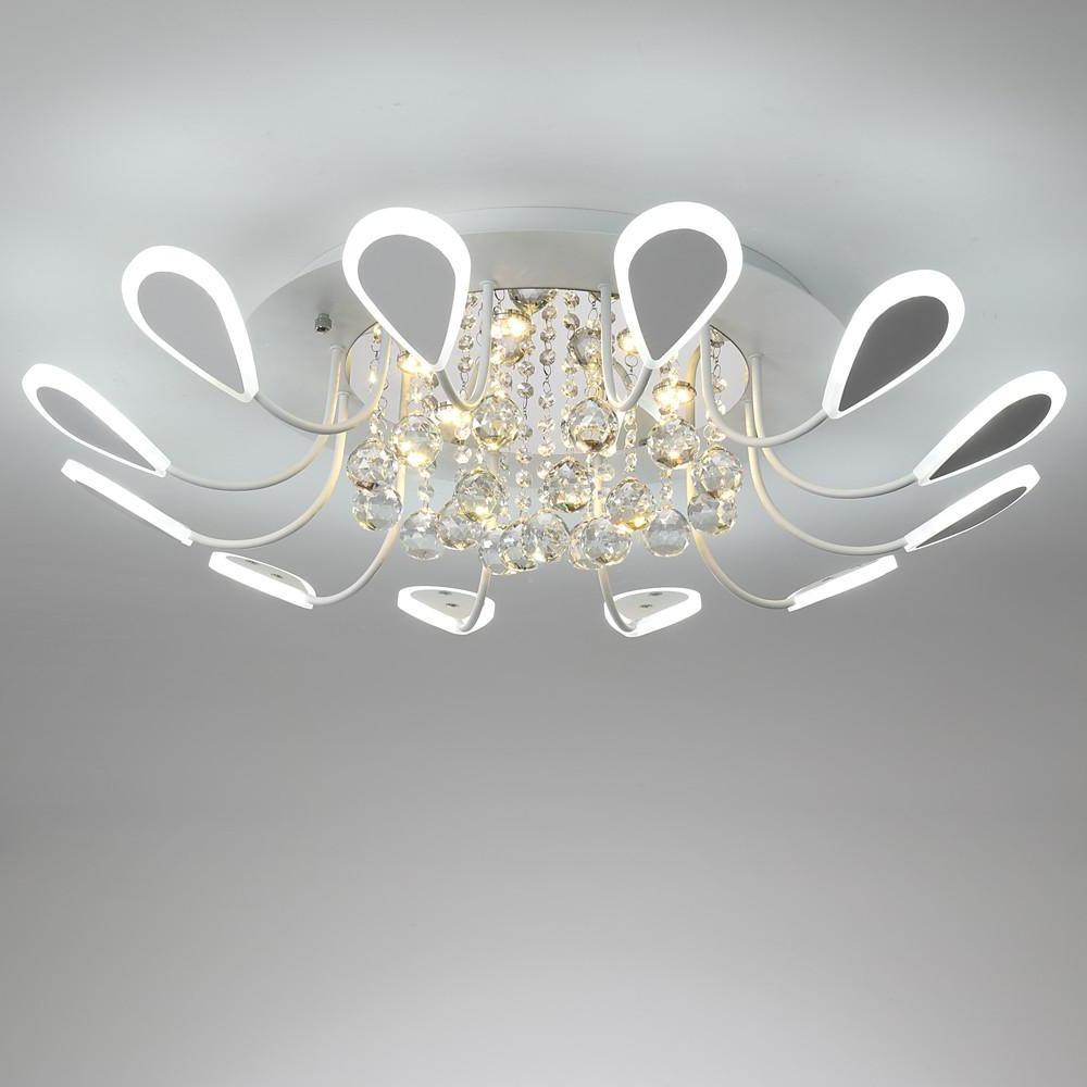 Flower Shaped Dimmable LED Crystal Flush Mount Ceiling Light