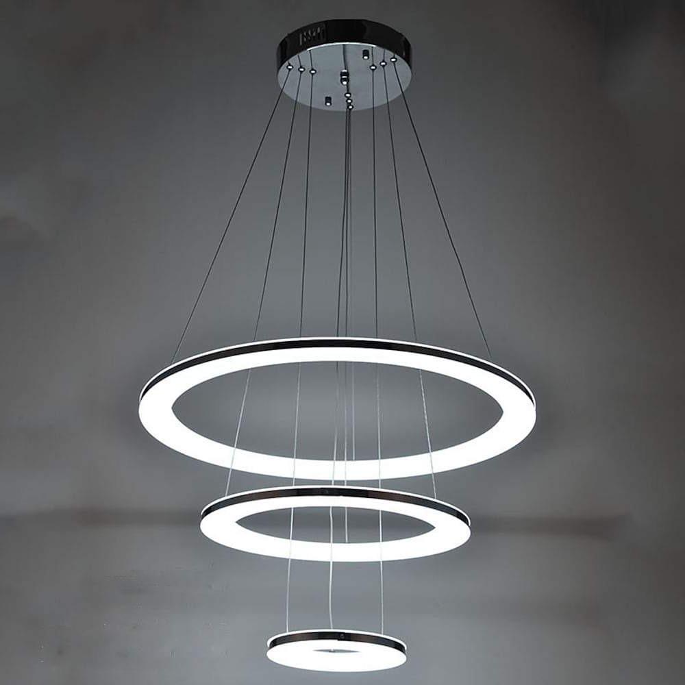 Adjustable 3-Ring LED Chandelier Modern 24" Hanging Ceiling Light