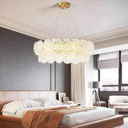 Modern Glass Shell Chandelier with LED Lighting for Dining Room