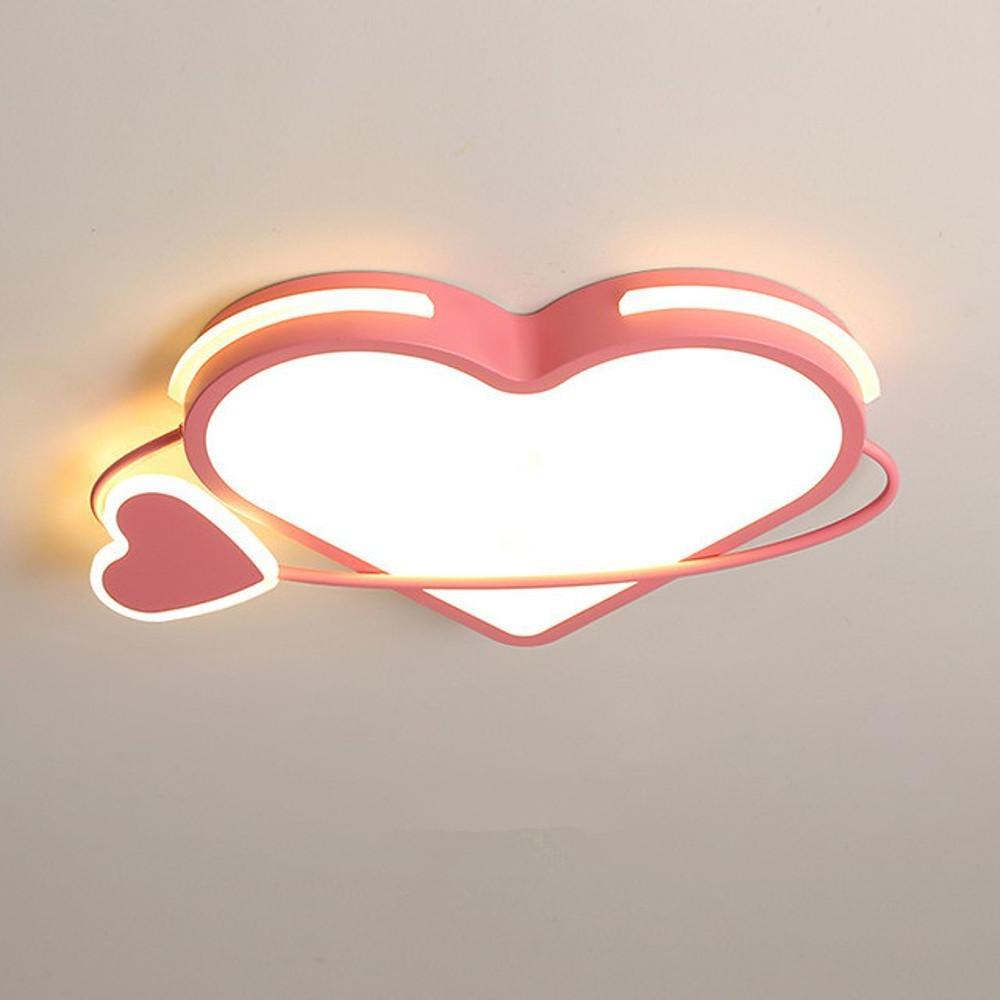 Modern Twin Hearts Metal Flush Mount LED Ceiling Light for Kids Room