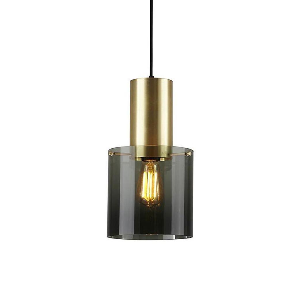 Nordic Glass Cylinder Pendant Light with Electroplated Metal Finish
