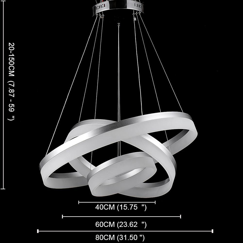 Adjustable 3-Ring Dimmable LED Chandelier Modern Pendant Light