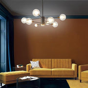 8-Light Sputnik Chandelier with Glass Shades - Modern Industrial