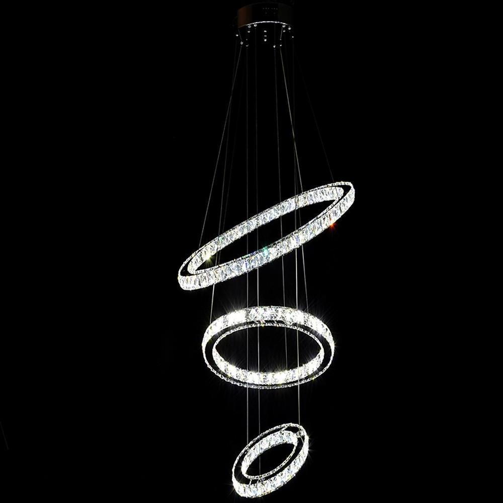 3-Ring Adjustable Crystal Chandelier Modern LED Ceiling Light