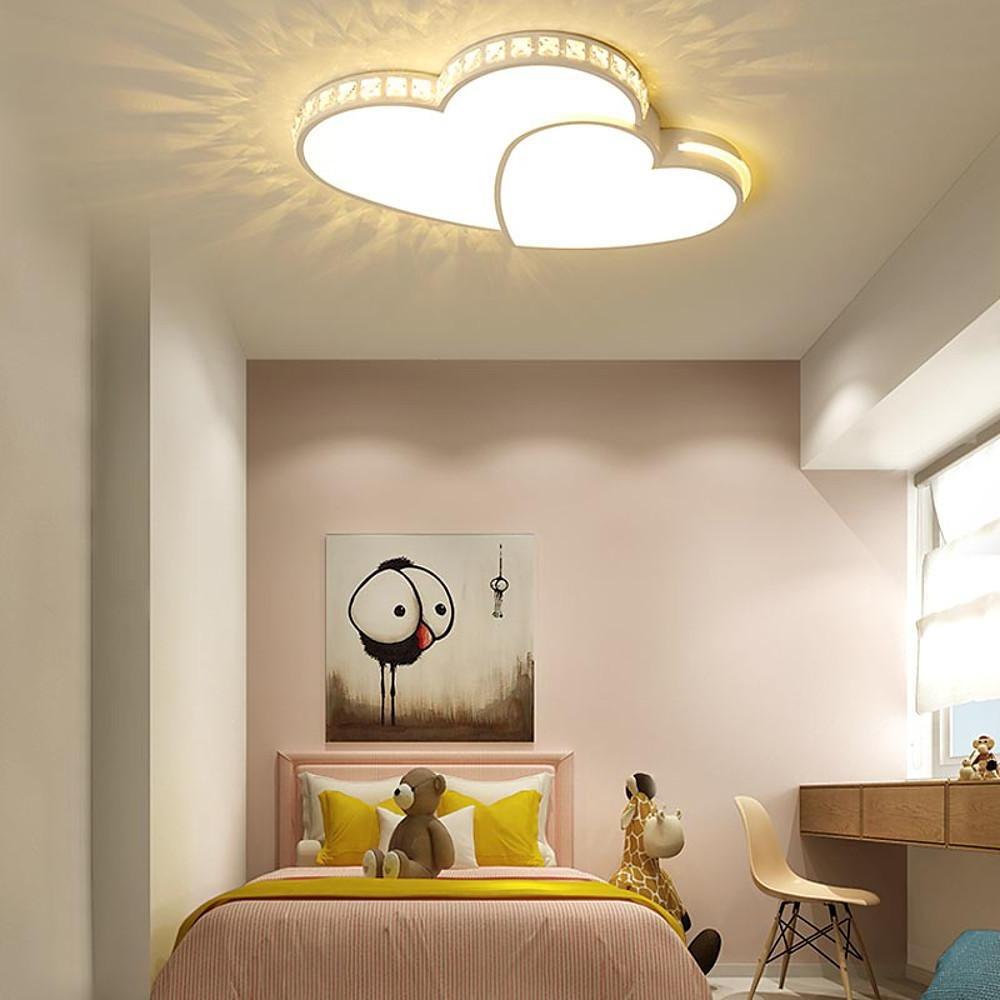 Double Heart Flush Mount Ceiling Light Gold Acrylic Dimmable LED