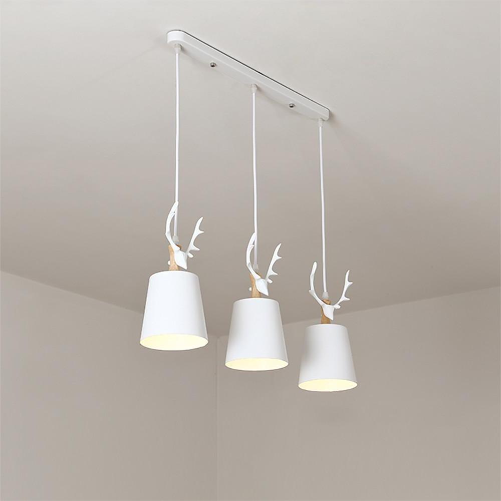 3-Light Antler Metal Pendant Chandelier - Industrial Farmhouse Style