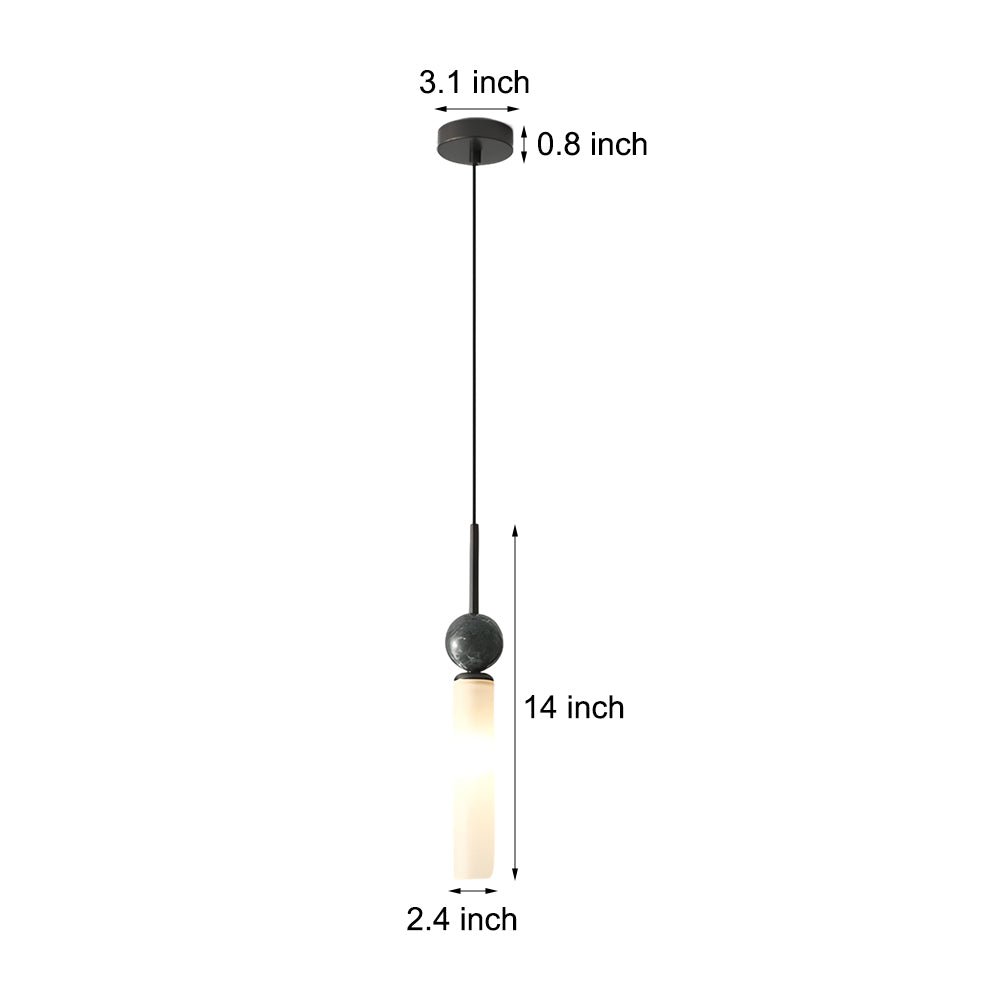 Marble Cylinder Pendant Light - Modern Acrylic & Brass Hanging Lamp