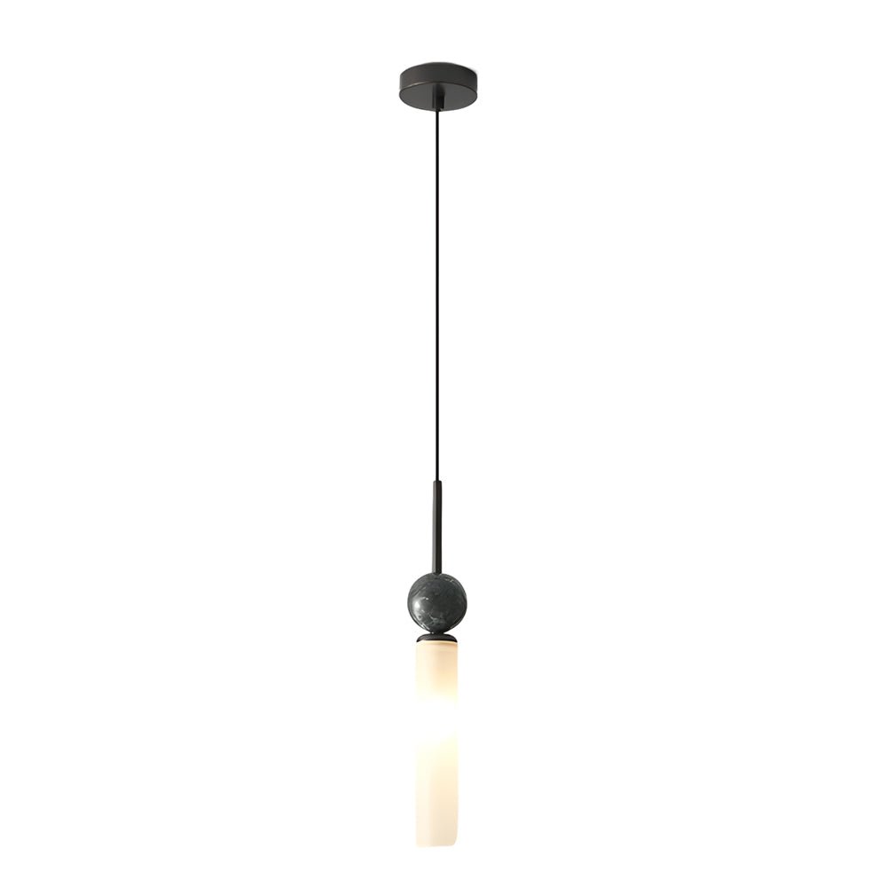 Marble Cylinder Pendant Light - Modern Acrylic & Brass Hanging Lamp