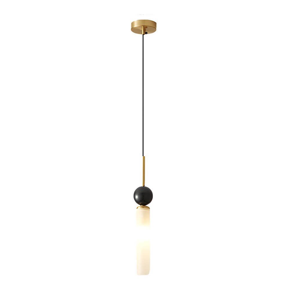 Marble Cylinder Pendant Light - Modern Acrylic & Brass Hanging Lamp