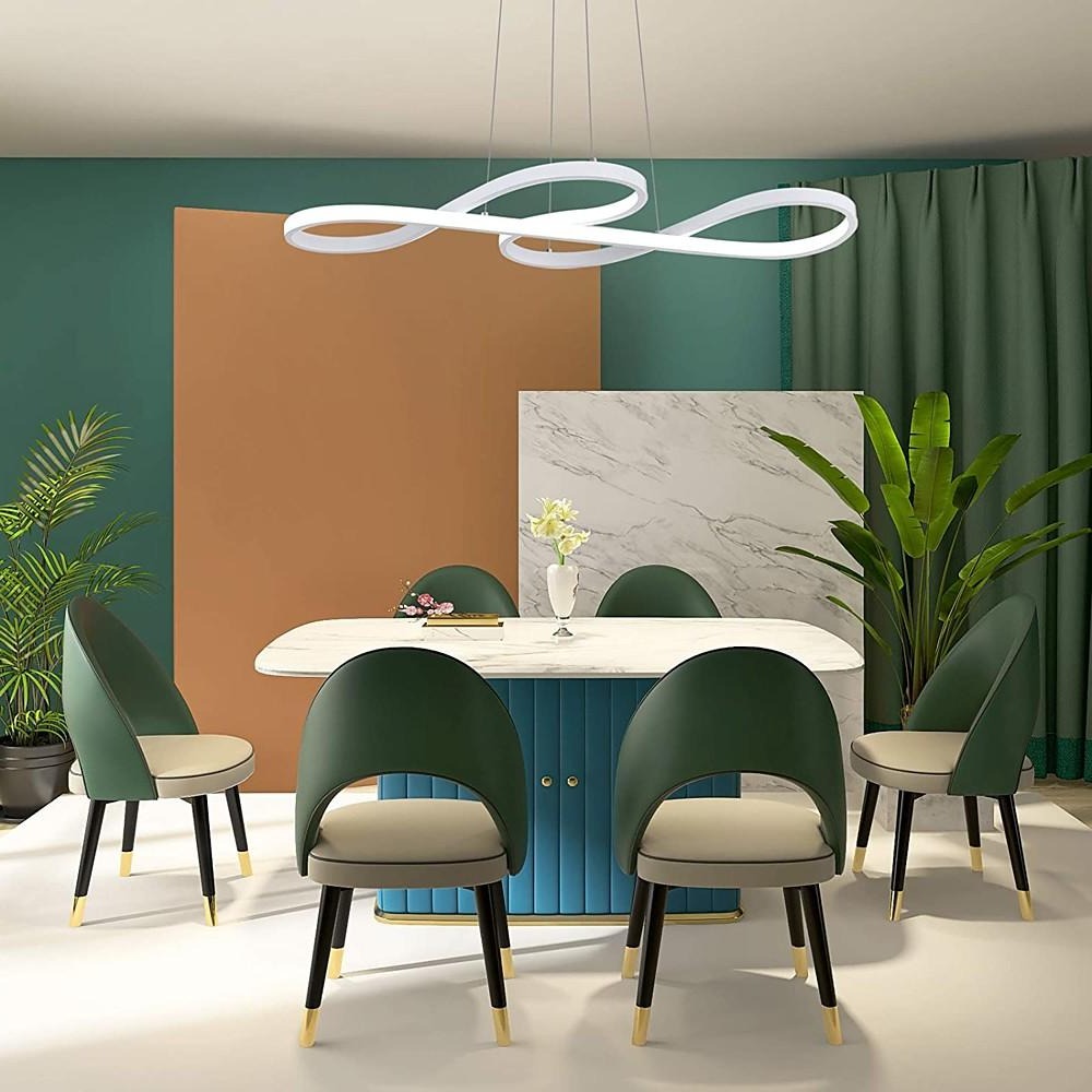 Modern Geometric LED Pendant Light - Aluminum Wave Design