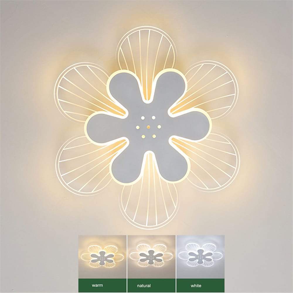 Modern Floral LED Flush Mount Ceiling Light White Metal Acrylic