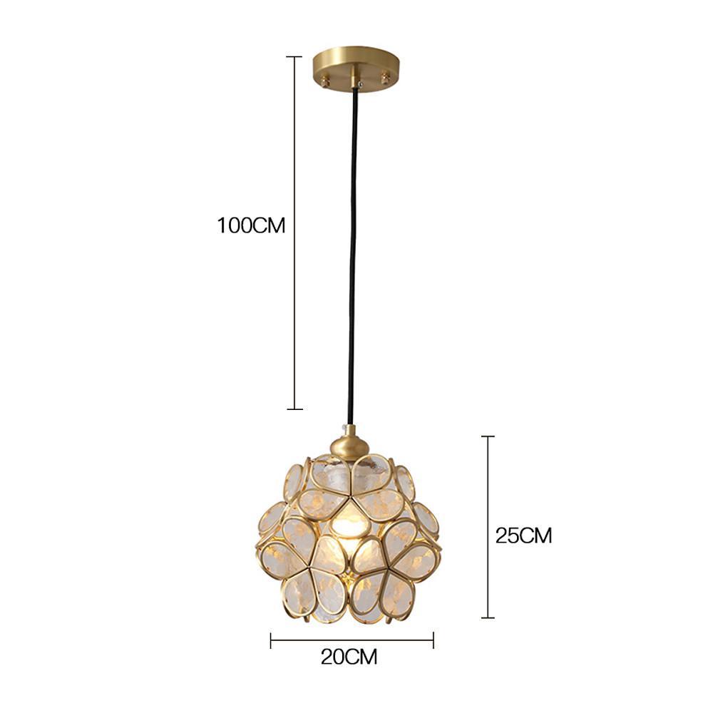 Floral Crystal Pendant Light Brass Copper Globe Chandelier