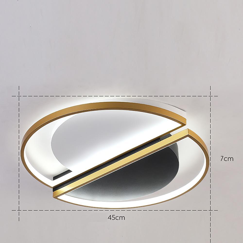 Modern Geometric LED Flush Mount Ceiling Light - Black & Gold