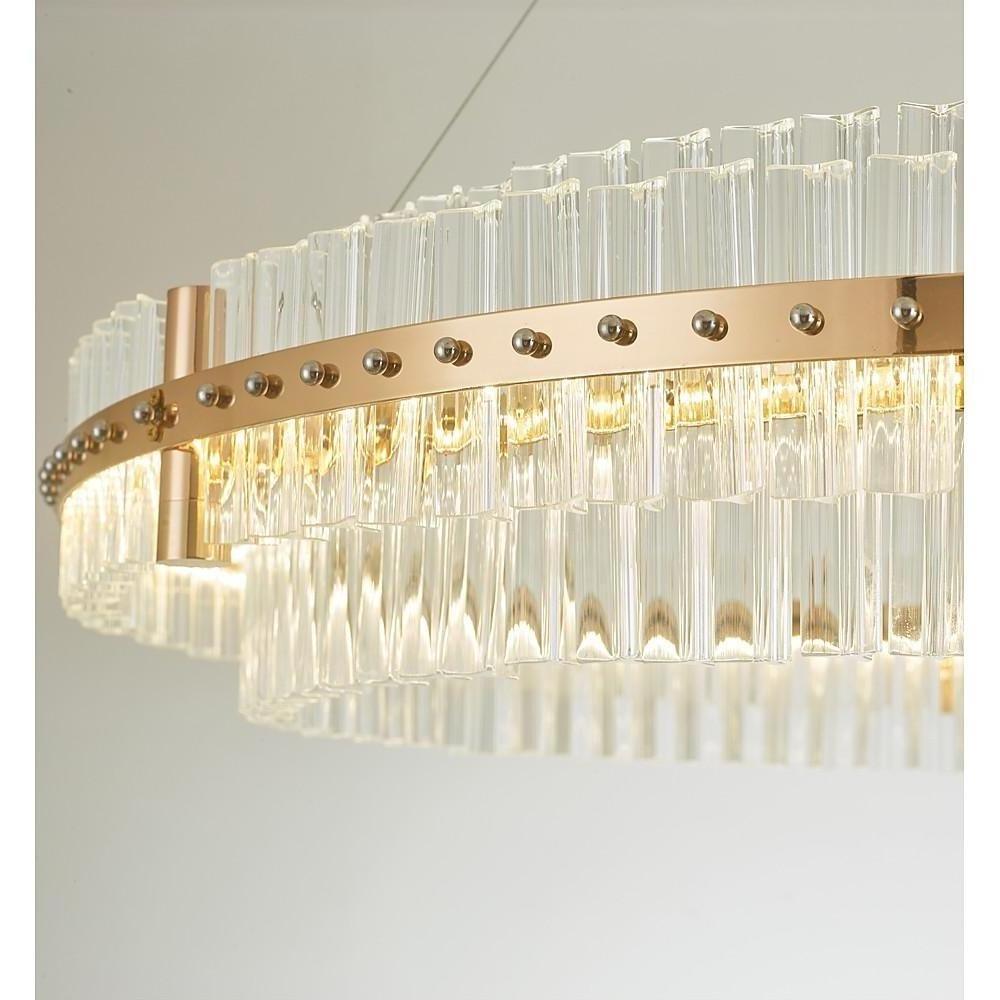 Crystal Chandelier Gold Finish LED Ceiling Light Round Design