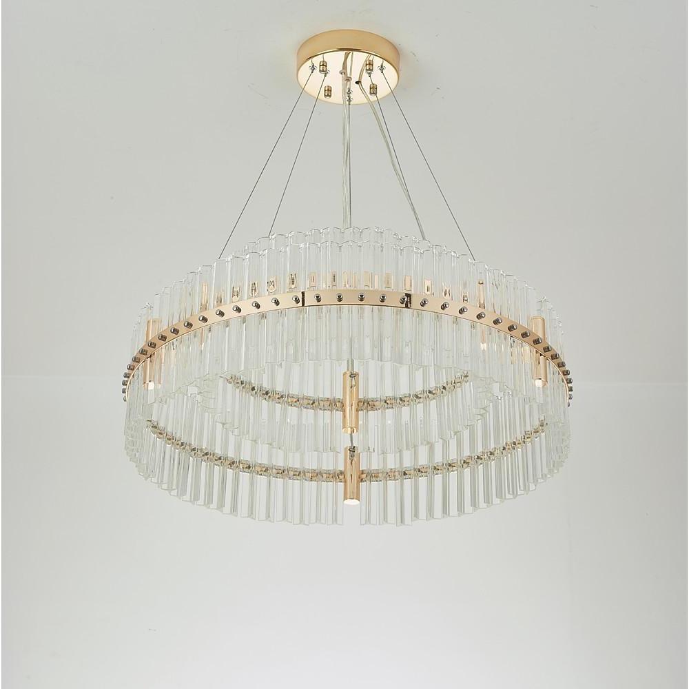Crystal Chandelier Gold Finish LED Ceiling Light Round Design