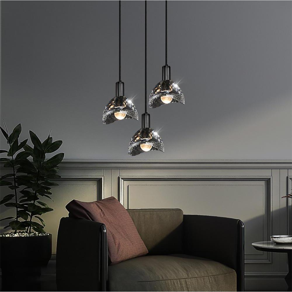 Nordic Crystal Pendant Light with Copper Finish & Integrated LED