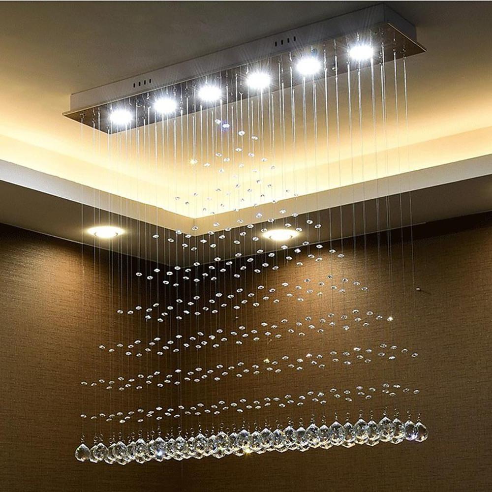Crystal Flush Mount LED Chandelier - Modern Ambient Lighting