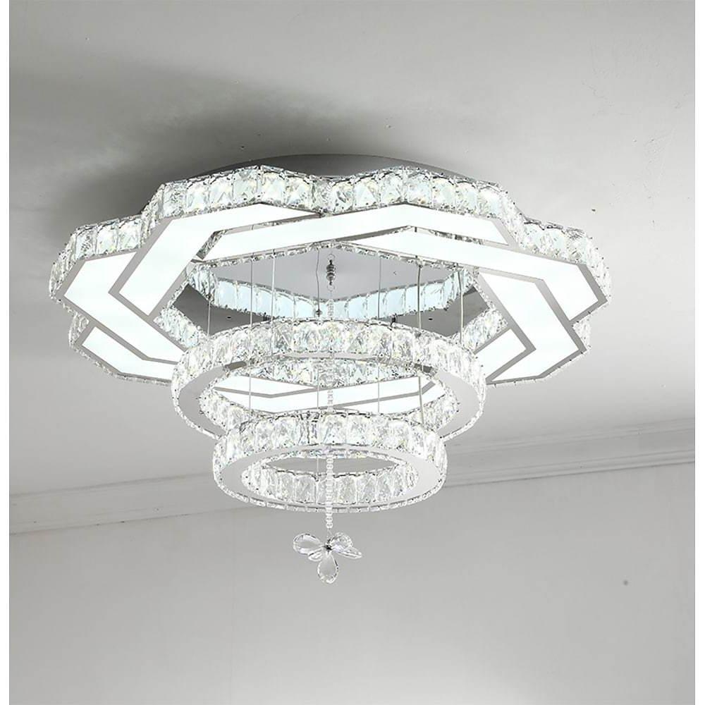 Crystal LED Flush Mount Ceiling Light - Vintage Tiered Design