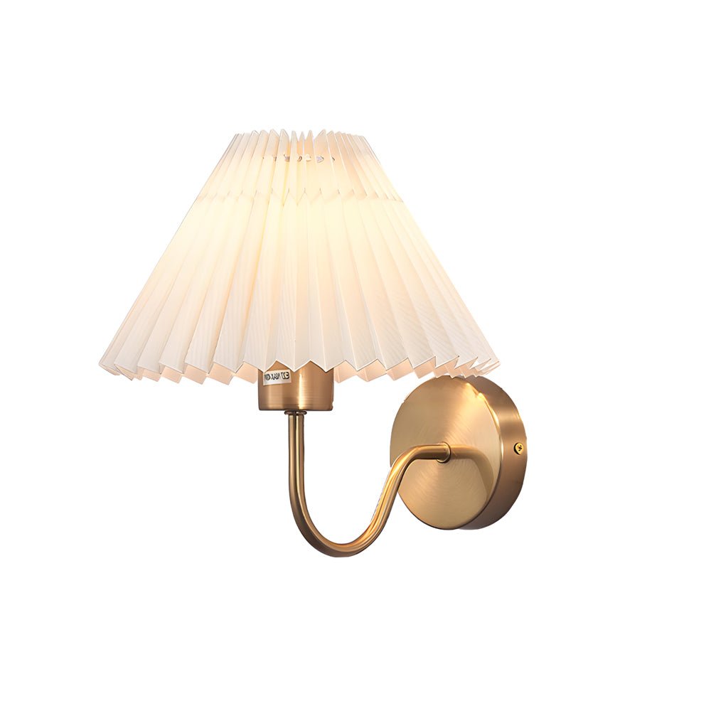 Vintage Iron Wall Sconce with Pleated Fabric Shade - 1 Light