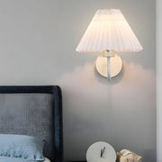 Vintage Iron Wall Sconce with Pleated Fabric Shade - 1 Light