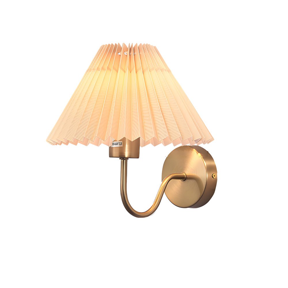 Vintage Iron Wall Sconce with Pleated Fabric Shade - 1 Light