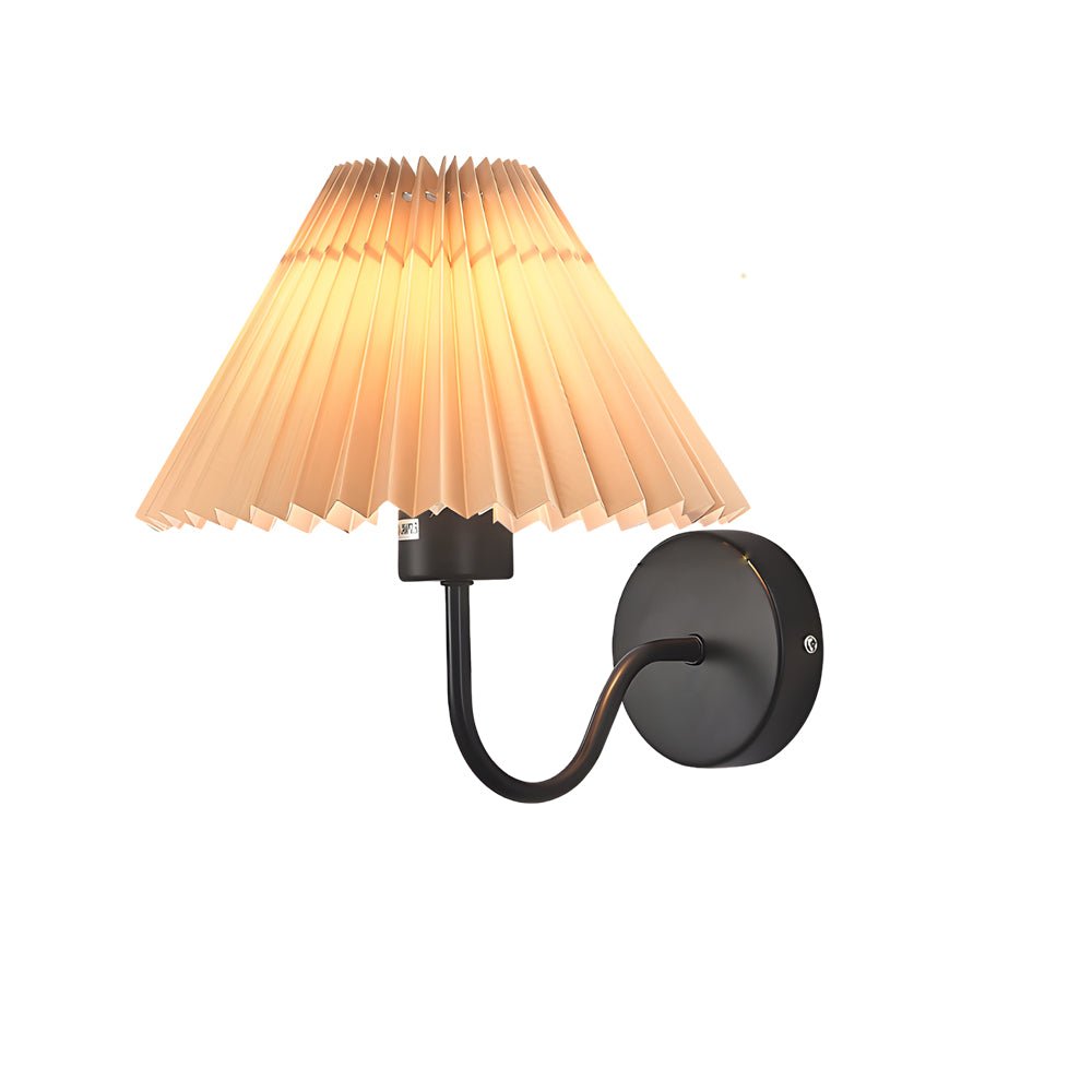 Vintage Iron Wall Sconce with Pleated Fabric Shade - 1 Light