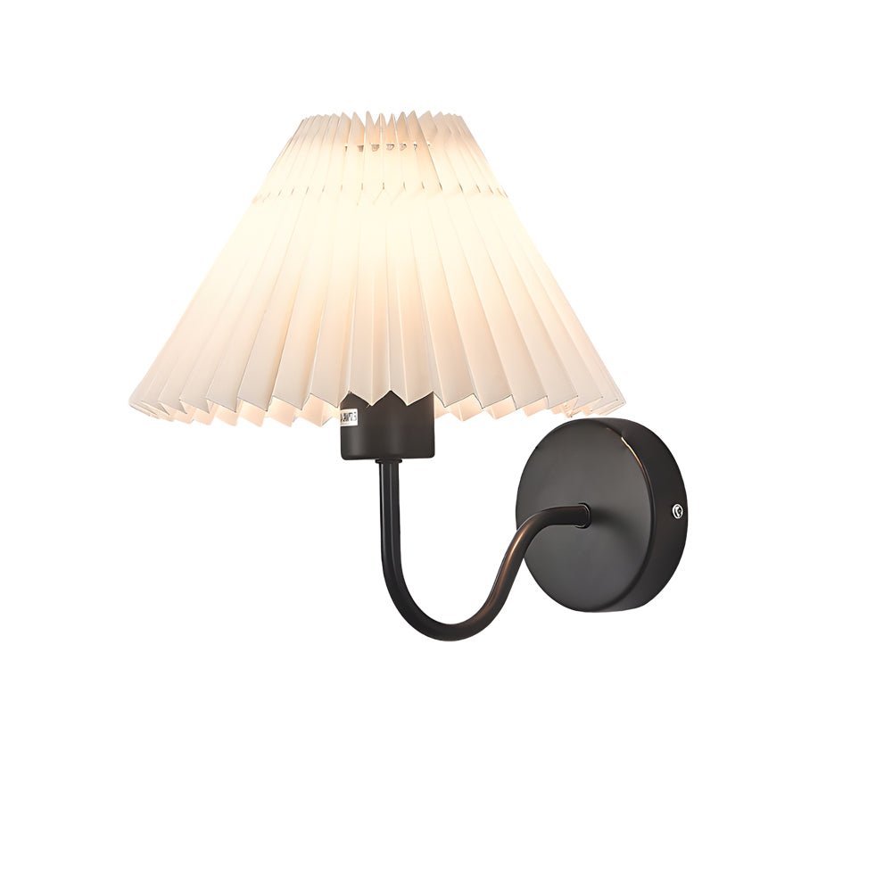 Vintage Iron Wall Sconce with Pleated Fabric Shade - 1 Light