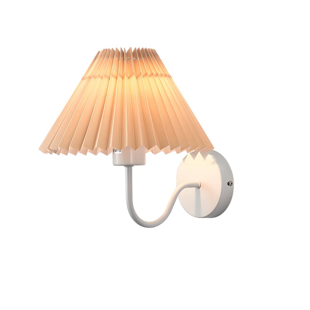 Vintage Iron Wall Sconce with Pleated Fabric Shade - 1 Light