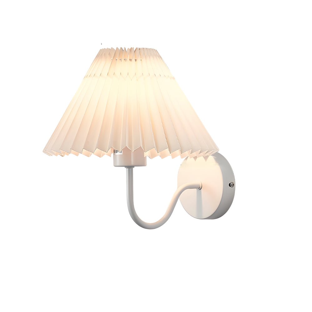 Vintage Iron Wall Sconce with Pleated Fabric Shade - 1 Light