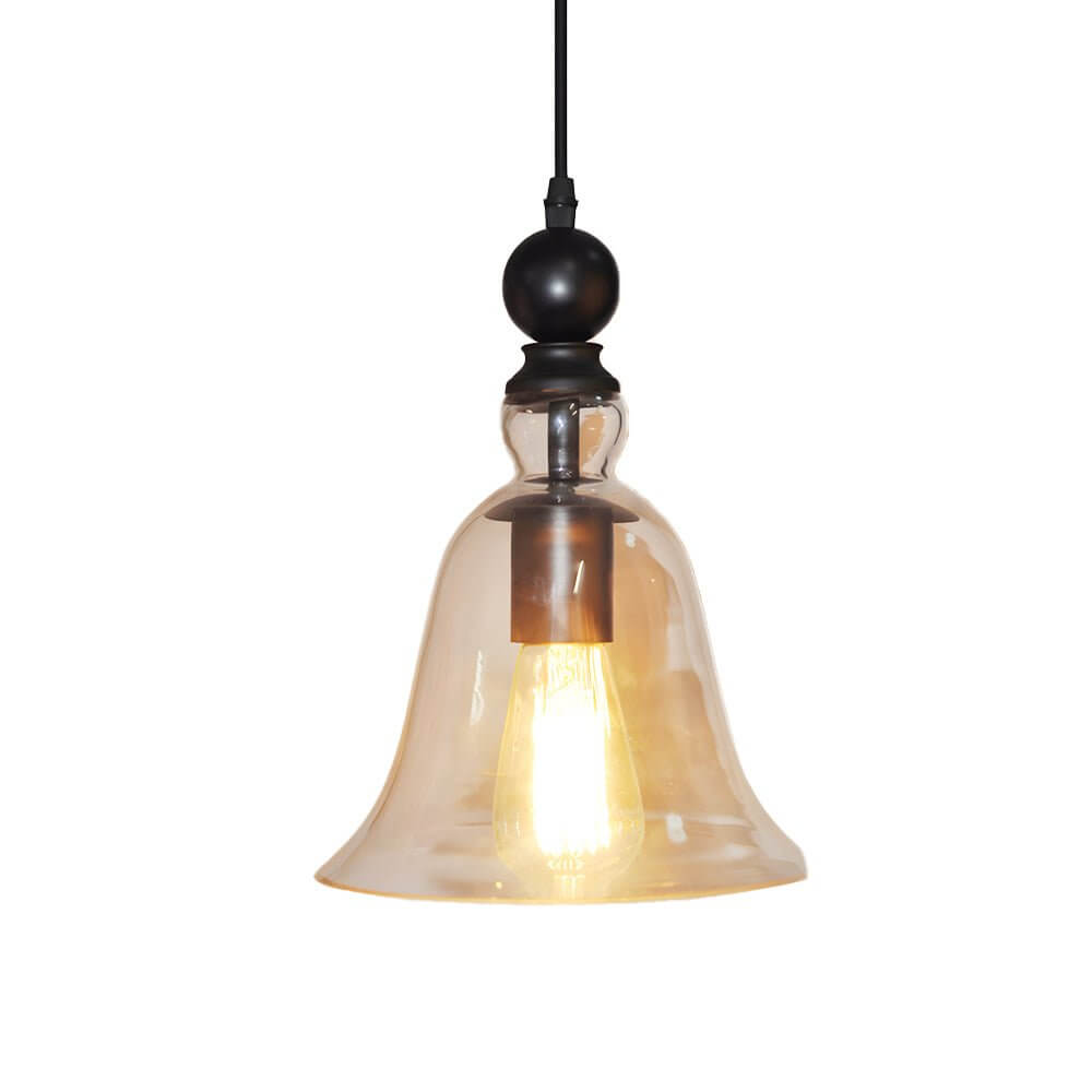 Vintage Geometric Glass and Iron Pendant Light