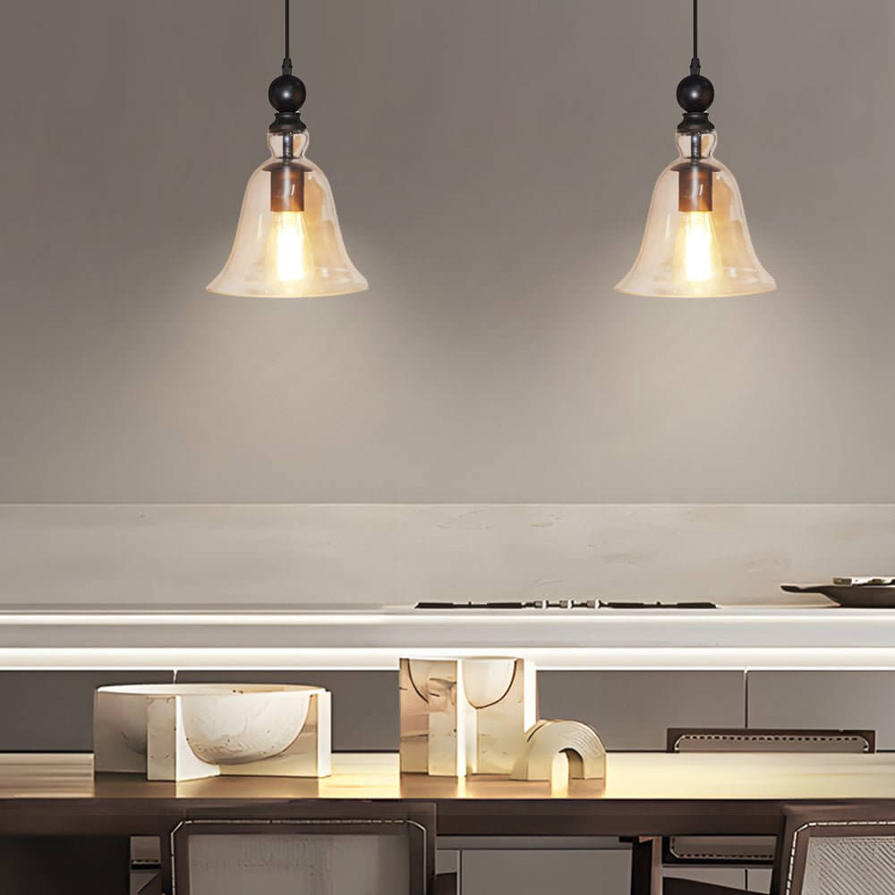 Vintage Geometric Glass and Iron Pendant Light