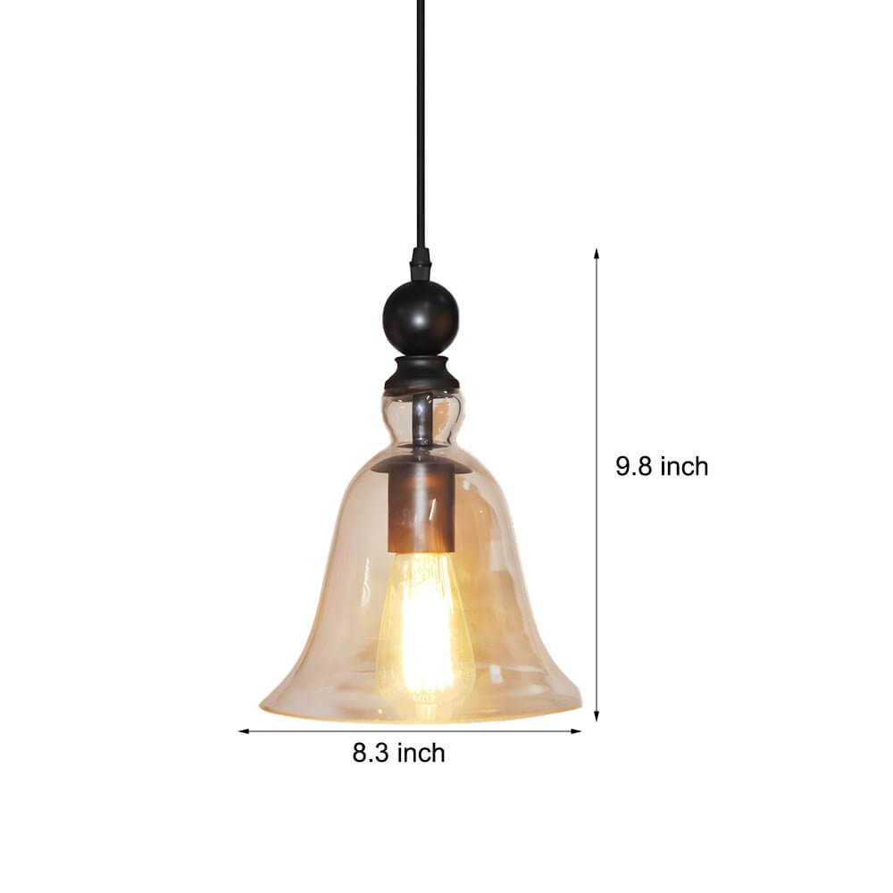 Vintage Geometric Glass and Iron Pendant Light