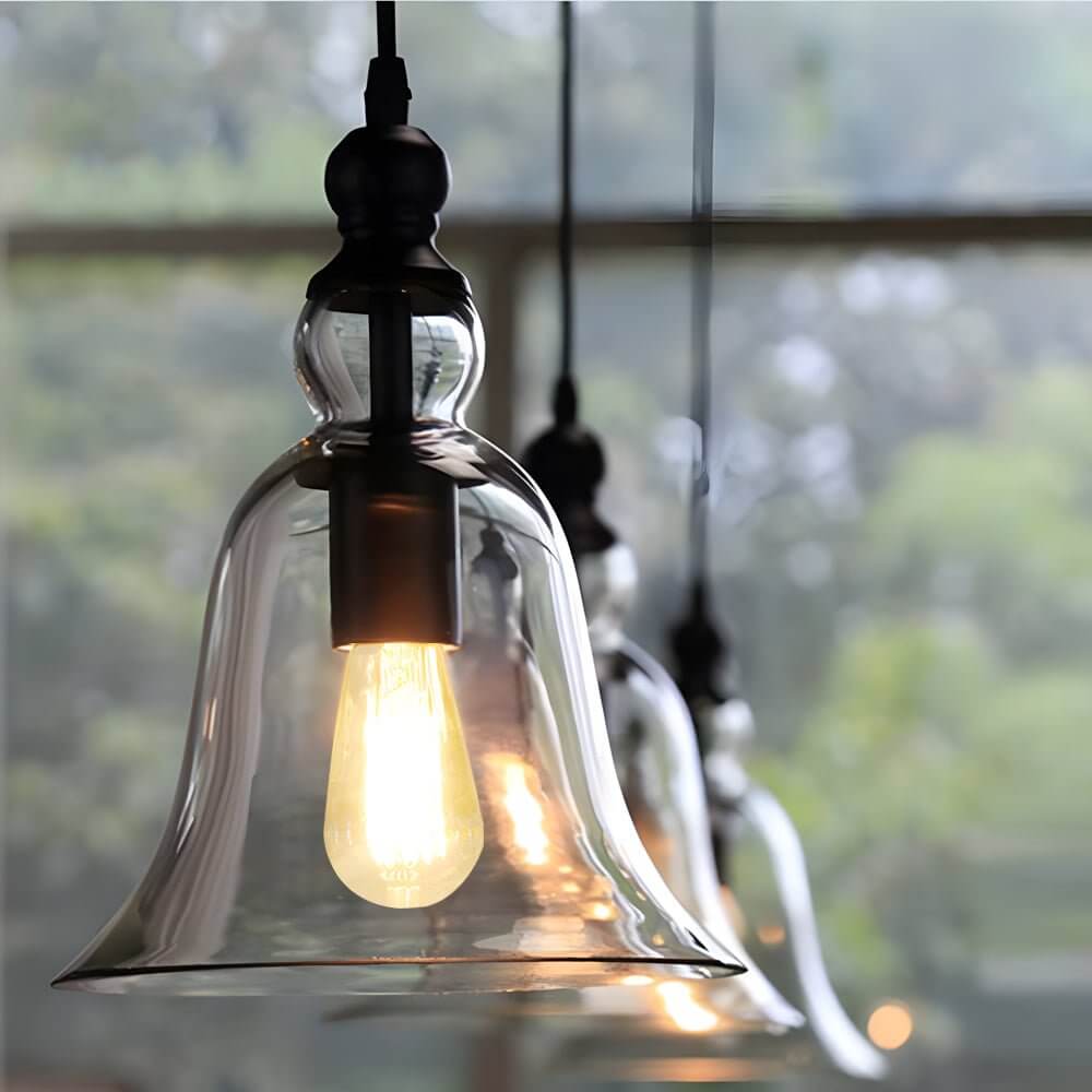 Vintage Geometric Glass and Iron Pendant Light
