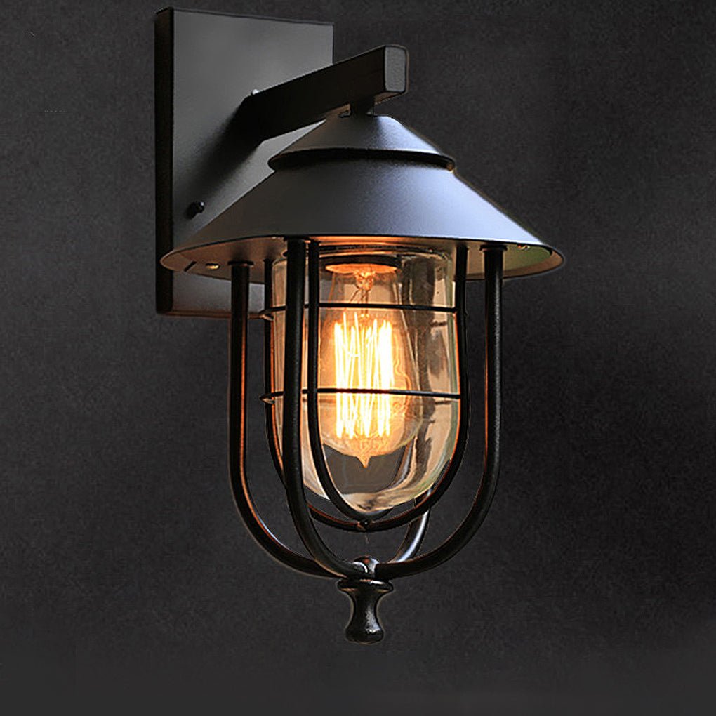 Industrial Outdoor Wall Sconce Iron & Glass Waterproof Lighting