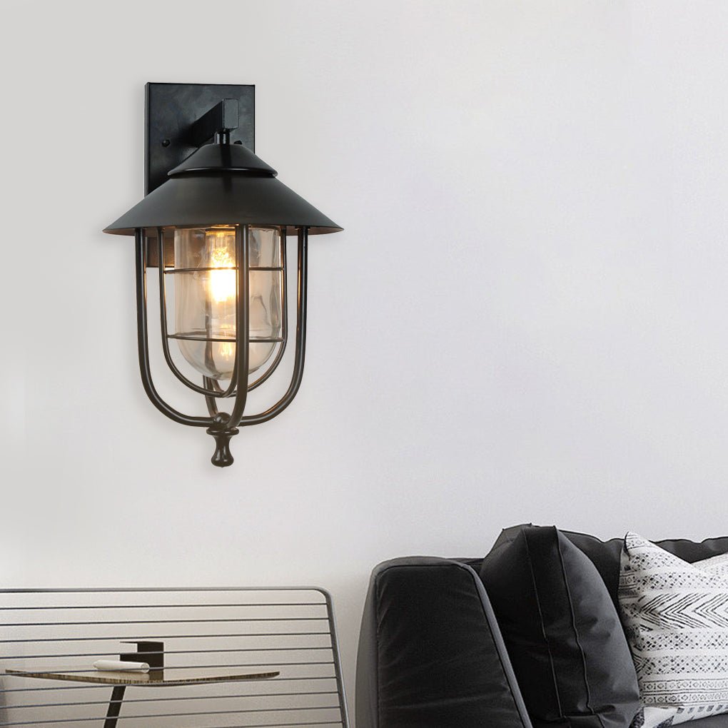 Industrial Outdoor Wall Sconce Iron & Glass Waterproof Lighting