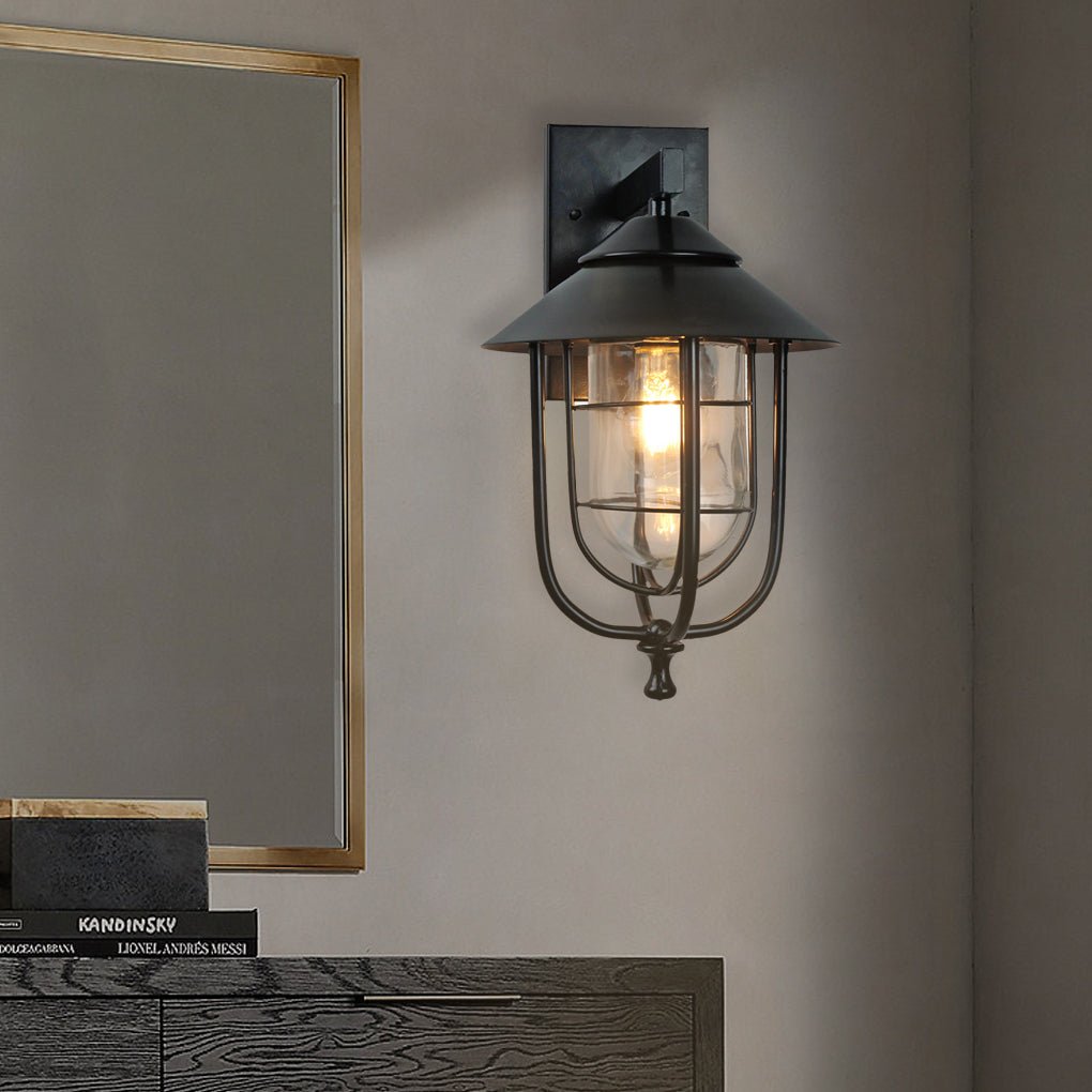 Industrial Outdoor Wall Sconce Iron & Glass Waterproof Lighting