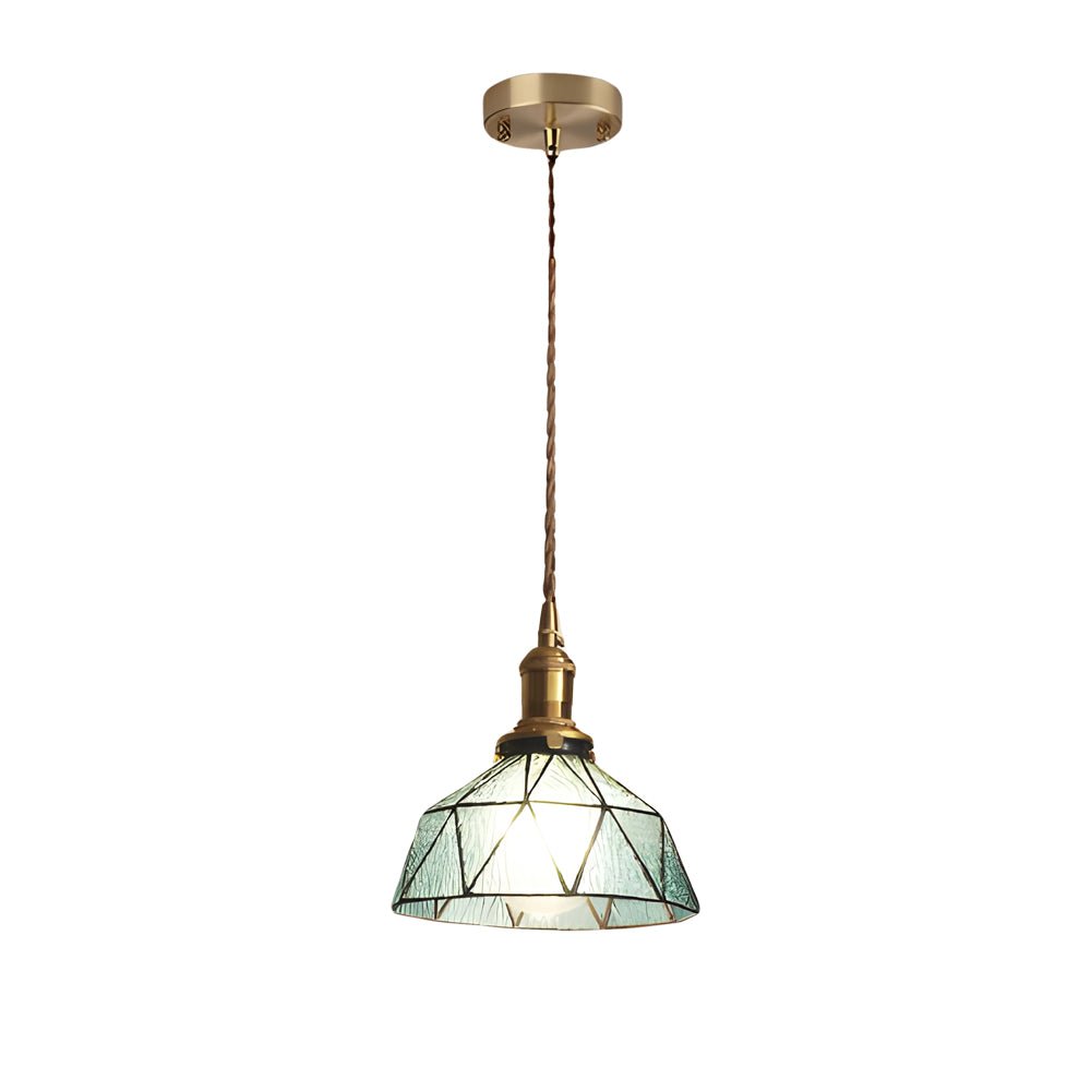 Handcrafted Stained Glass Pendant Light - Vintage Cone Shade
