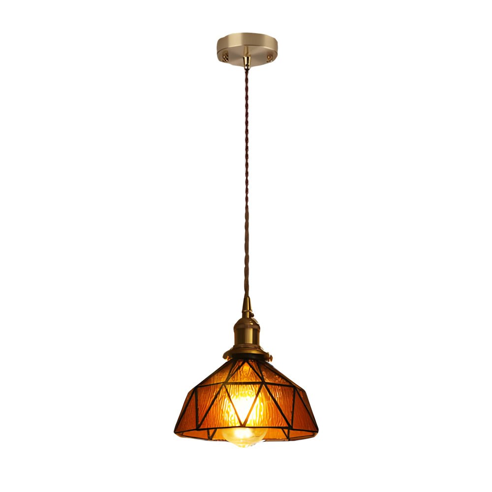 Handcrafted Stained Glass Pendant Light - Vintage Cone Shade