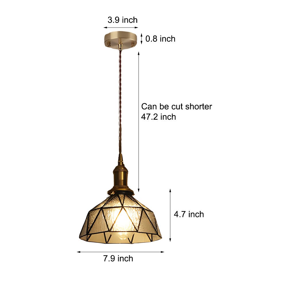 Handcrafted Stained Glass Pendant Light - Vintage Cone Shade