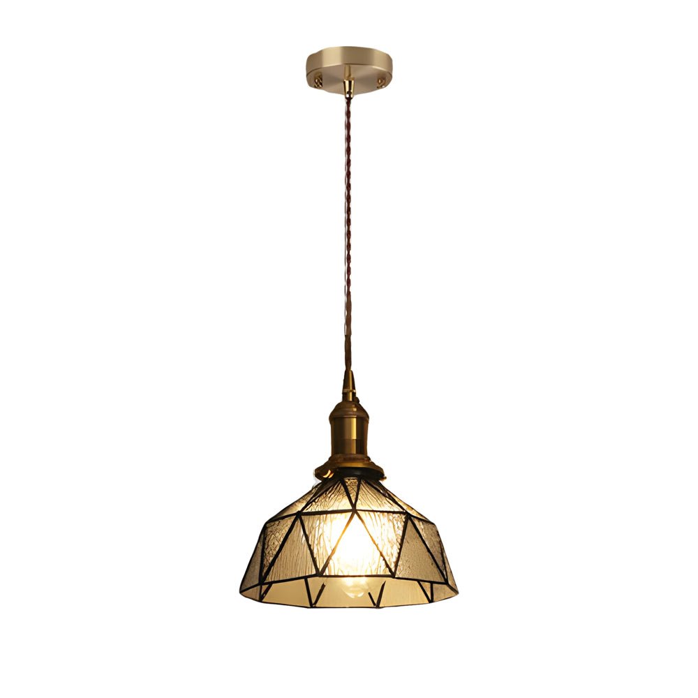 Handcrafted Stained Glass Pendant Light - Vintage Cone Shade