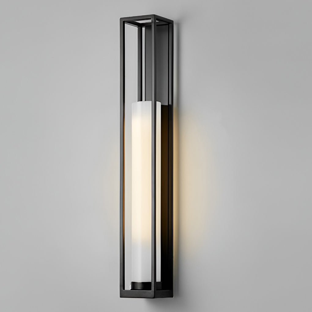 Industrial Black Iron Wall Sconce with White Jade Glass Shade