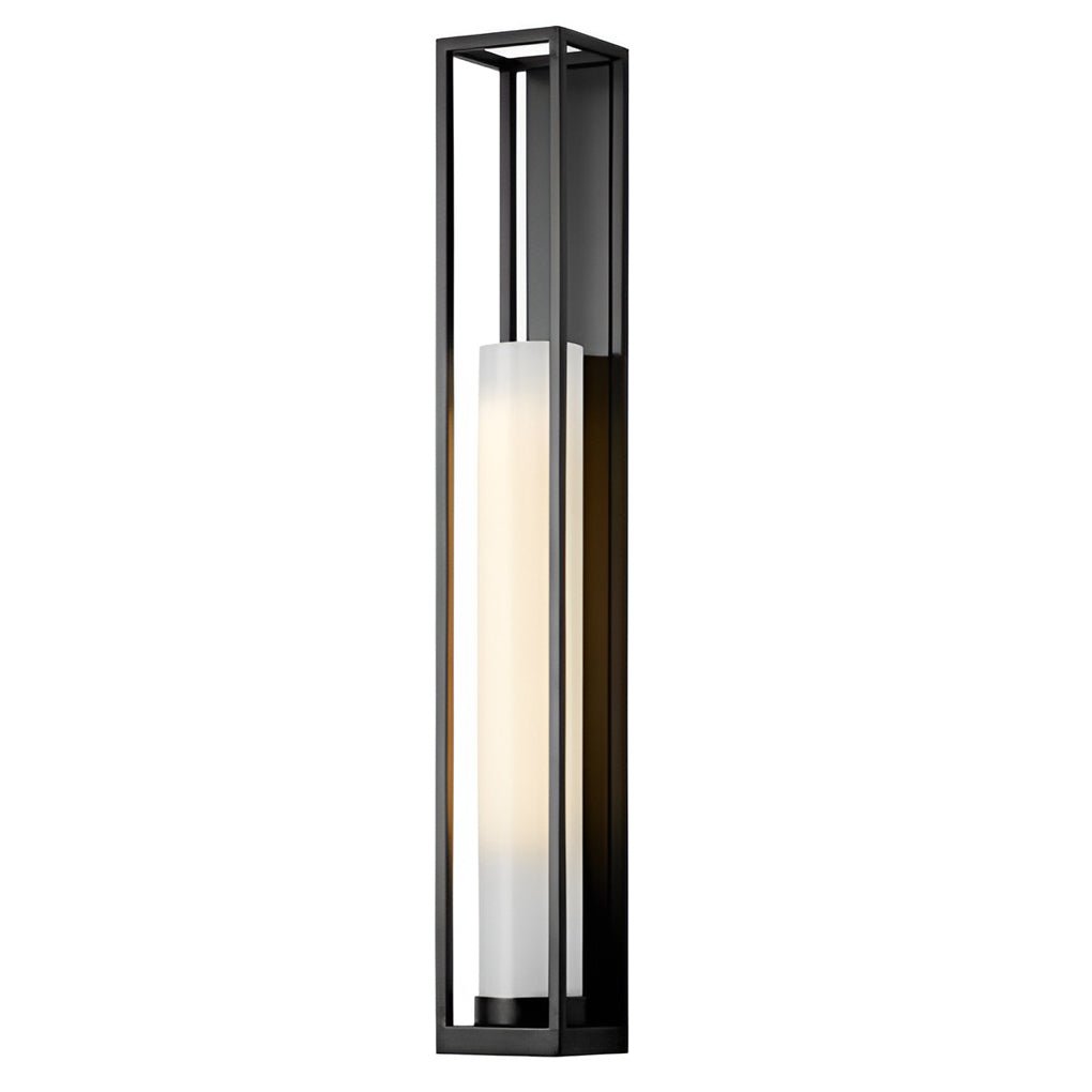 Industrial Black Iron Wall Sconce with White Jade Glass Shade