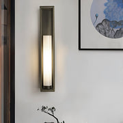 Industrial Black Iron Wall Sconce with White Jade Glass Shade