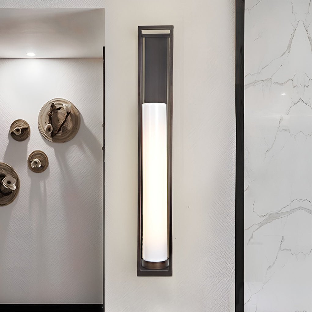 Industrial Black Iron Wall Sconce with White Jade Glass Shade
