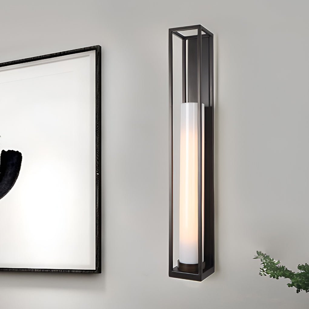 Industrial Black Iron Wall Sconce with White Jade Glass Shade