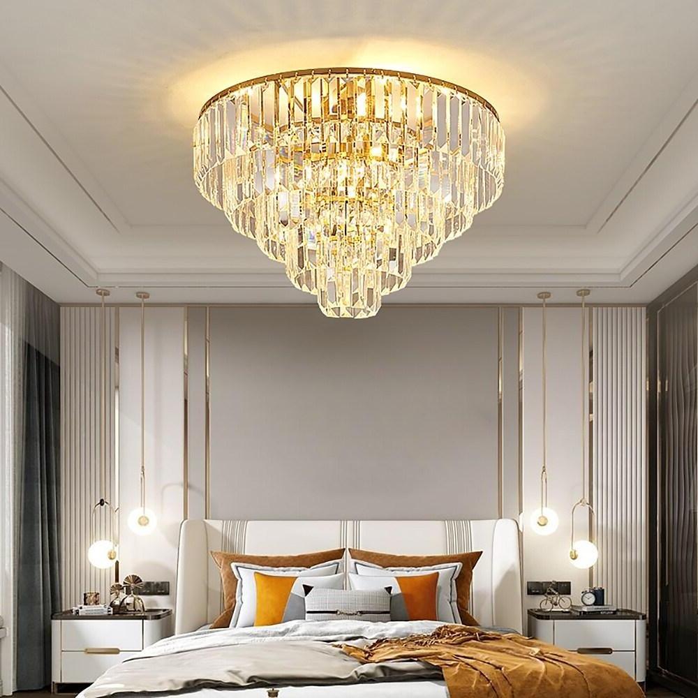 Crystal Candelabra Flush Mount Ceiling Light - LED Metal Fixture