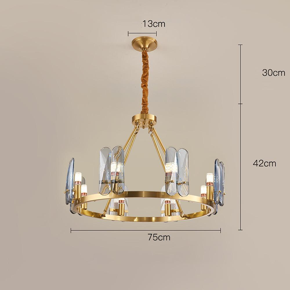 Nordic Glass Copper Chandelier - 8-Light Circular Pendant Lighting