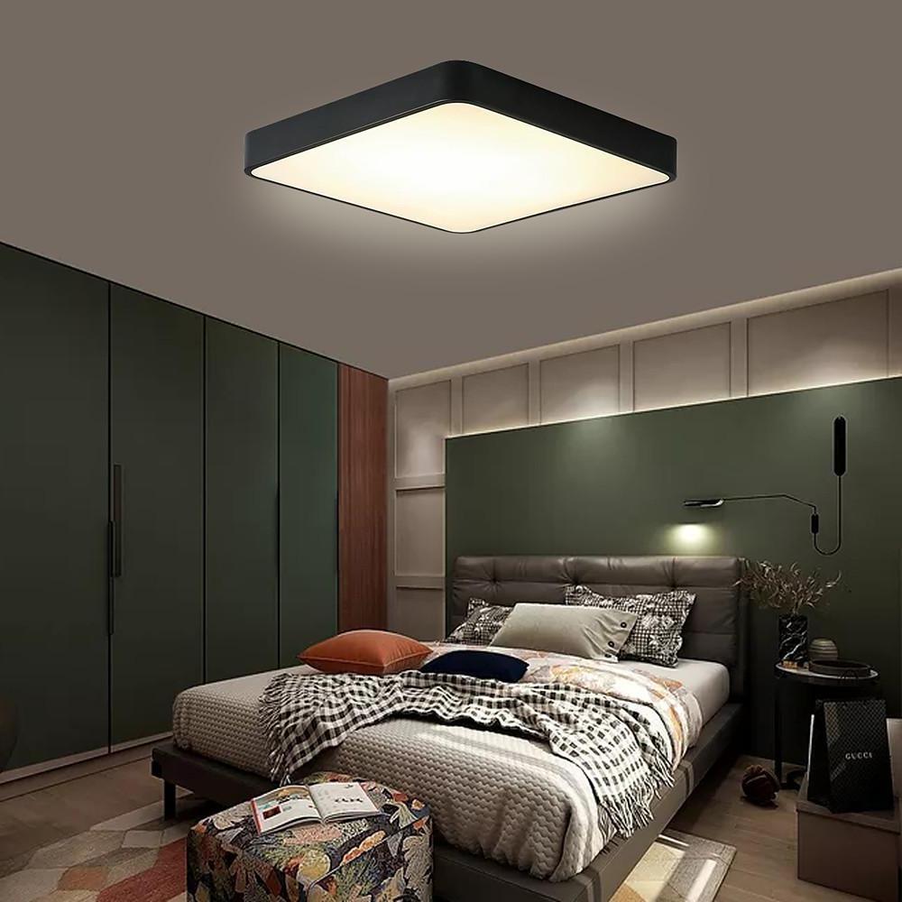 Modern Square LED Flush Mount Ceiling Light Metal Acrylic 16 Inch